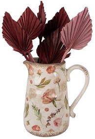 Béžový keramický džbán s ružovými kvetmi Olia L - 21*15*23 cm