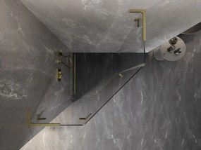 Mexen Lunar, L päťuholníkový sprchový kút naklápací doľava 100 x 100 cm, 8mm číre sklo, zlatý matný profil, 831L-100L-100P-55-00-L