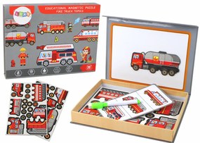 Lean Toys Sada edukačných magnetických puzzle – Hasičské vozidlá