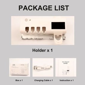 Zaparkorun Solárny nástenný sterilizátor zubných kefiek - Čierná