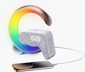 Immax 08986L-LED RGB Stmievateľná lampa s budíkom a Qi nabíjaním 30W/230V zlatá