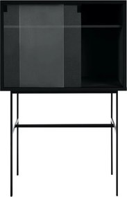 Čierna vitrína s posuvnými dverami 70x109x40 cm Lekko – noo.ma