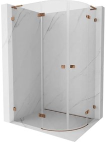 Mexen Lunar, L polkruhový výklopný sprchový kút 100 x 70 cm, 8mm číre sklo, profil ružové zlato, 833L-100L-070P-60-00