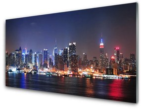 Obraz na akrylátovom skle Mesto mrakodrapy domy 140x70 cm