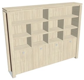Vysoká skriňa Verno+ S 260 x 46 x 210 cm, s regálom, agát / hnedá