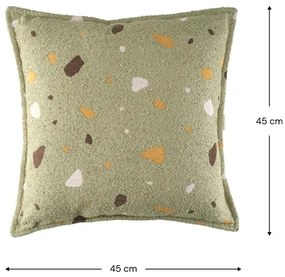Zelený detský pohovkový vankúš z textílie buklé/ženilkový Terrazzo Block – Wigiwama