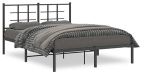 Kovový rám postele s čelom čierny 140x200 cm 355562