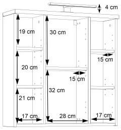 Nástenná kúpeľňová skrinka VENOM so zrkadlom antracit/hnedá