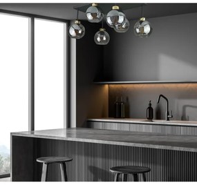 Prisadený luster NESSA 6xE27/60W/230V čierna/zlatá/dymová čierna