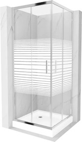 Mexen Rio štvorcová sprchová kabína 70 x 70 cm, biele pásy, chróm + sprchová vanička, biela - 860-070-070-01-20-4510
