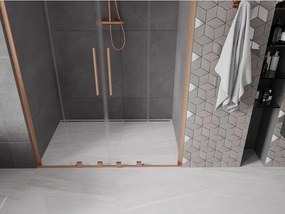 Mexen Velar L Duo, posuvné sprchové dvere do otvoru 150 cm, 8mm číre sklo, medená matná, 871-150-003-02-65