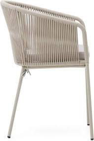 Krémovobiela kovová/polstrovaná záhradná stolička Yanet – Kave Home