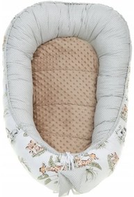 Obojstranné hniezdočko (kokon) pre bábätko - BABYMAM PREMIUM set 7v1 - Africké zvieratká s béžovou minkami
