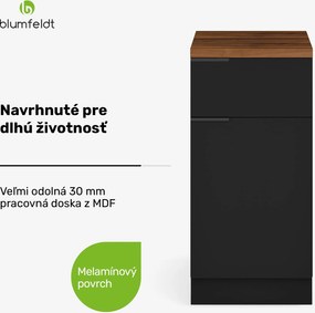 Blumfeldt WoodVista zásuvková skriňa, Robustná MDF pracovná doska, Soft-Close pánty, Hliníkové úchyty