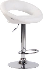 Barová stolička Olinda - koženka, chróm rám - biela