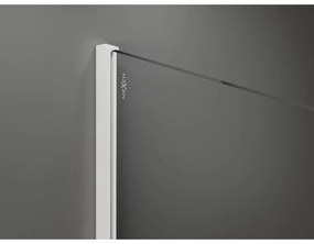 Mexen Kioto, Walk-In sprchová zástena 110 x 200 cm, 8mm sklo číre/čierny vzor, biely profil, 800-110-101-20-77