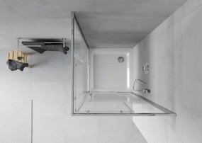 Mexen Rio štvorcová sprchová kabína 80 x 80 cm, biele pruhy, chróm + vanička Flat, biela - 860-080-080-01-20-4010