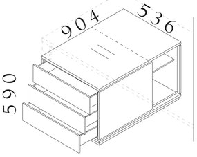 Kontajner Creator 90,4 x 53,6 cm, 2-modulový - pravý, antracit / biela