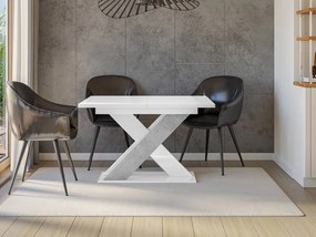 Rozkladací jedálenský stôl Dulcato, Farby: biely lesk / betón