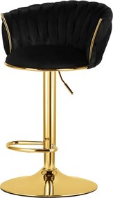 Sada dvoch barových stoličiek MIG zamatová, zlatá / čierna ( 2 ks)