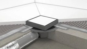 Hansgrohe RainDrain Spot, podlahová odtoková súprava, mriežka 150/150, dlažba zozadu krytu, kartáčovaná nerezová oceľ, HAN-56112800