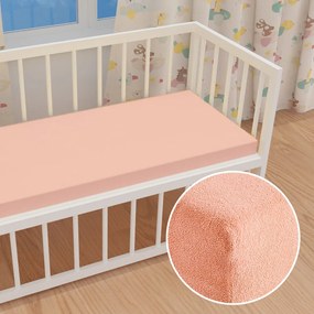 Detské froté napínacie prestieradlo do postieľky FR-005 Svetlo broskyňové 60 x 120 x 10 cm - do postieľky