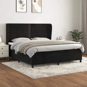 Posteľný rám boxspring s matracom čierny 160x200 cm zamat 3129161