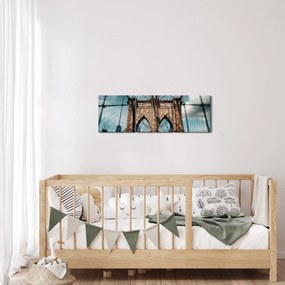Obraz - Brooklynský most (s hodinami) (90x30 cm)