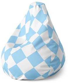 Sablio Sedací vak Pear Bielo-modré kosoštvorce - 70 x 95 x 15 cm