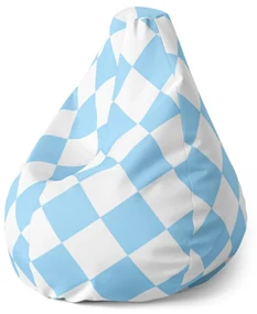Sablio Sedací vak Pear Bielo-modré kosoštvorce - 70 x 95 x 15 cm