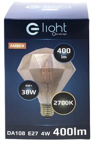 Dekoračná LED žiarovka E27 teplá 2700k 4w 280 lm diamond jantárová