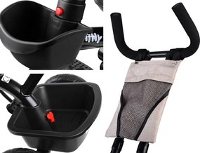 Trojkolesový bicykel Tiny Bike 3v1, béžový, so strieškou SP0650
