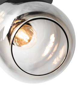 Dizajnové stropné bodové svetlo čierne so zlatom a dymovým sklom - Zuzanna