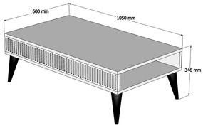 Konferenčný stolík Milan 105 cm hnedý/čierny mramor