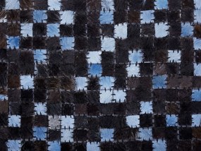 Kožený koberec 160 x 230 cm hnedá/modrá IKISU Beliani