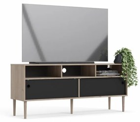 Čierny TV stolík ELISEO v dekore dub Jackson Hickory