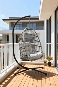 Skládací závěsné houpací křeslo Houseland Malta šedé