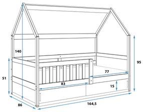 Domčeková posteľ SMART Domček natural 160x80 cm - prírodná borovica