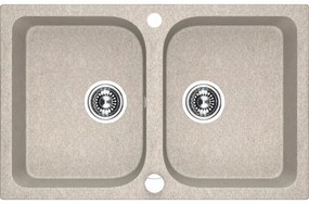 Laveo Celia, 2-komorový granitový drez 760x480x184 mm, béžová, LAV-SBC_420T
