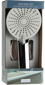 Sprchový set Elegant chróm, sprcha pr. 11 cm, 3 funkcie, hadica a držiak, ABS