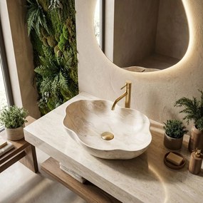 Rea Pearl Kallisto, umývadlo na dosku 505x380x135 mm, béžová-imitácia kameňa, REA-U0619