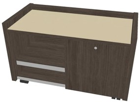 Mobilný kontajner Verno 100 x 50 cm so sklom, pravý, dub antracit / vanilka