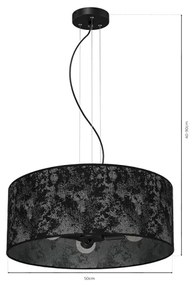 Luster na lanku SATINO 3xE27/60W/230V čierna/šedá