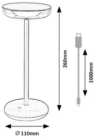 Rabalux 77089 stolná LED lampa s USB dobíjaním Konin