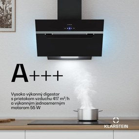 Klarstein BigBite šikmý digestor | režim odsávania vzduchu a recirkulácie | bezpečnostné sklo | 417 m³/h | 60 cm