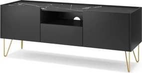 TV skrinka Harmony, čierna/čierny mramor