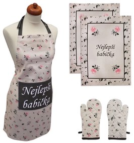 Home Elements Set zástera, chňapka, 2 utierky Najlepšia babička