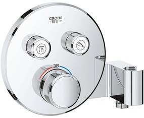 GROHE Grohtherm SmartControl termostatická batéria pod omietku, pre 2 výstupy, s prípojkou hadice a sprchovým držiakom, chróm, 29120000