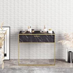 Konzolový nástenný stolík POLKA 76,8x90 cm zlatá/čierna