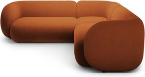 Zamatová rohová pohovka v terakotovej farbe Kate – Micadoni